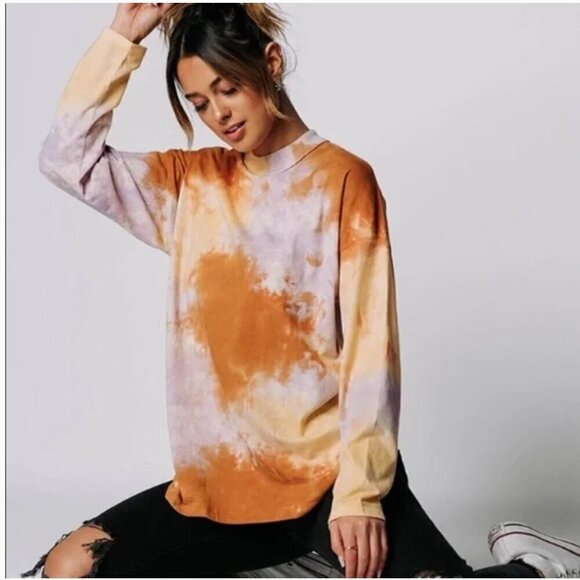 Free People Tie Dye Lagenlook Top Size Small - Picture 1 of 6